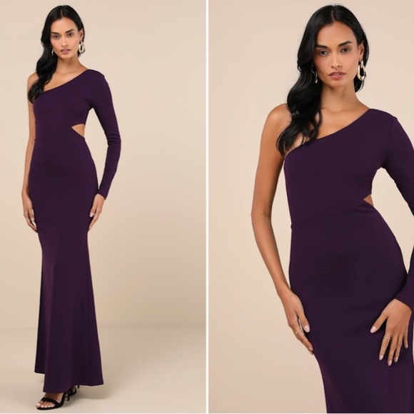 LULU's Prom Wedding Sexy Chic Modern Minimalistic Chic One Shoulder Maxi Dress - Picture 3 of 4